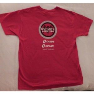 Bacardi Rum & Diet Cola 2 Sided Print Red 100% Cotton T Shirt